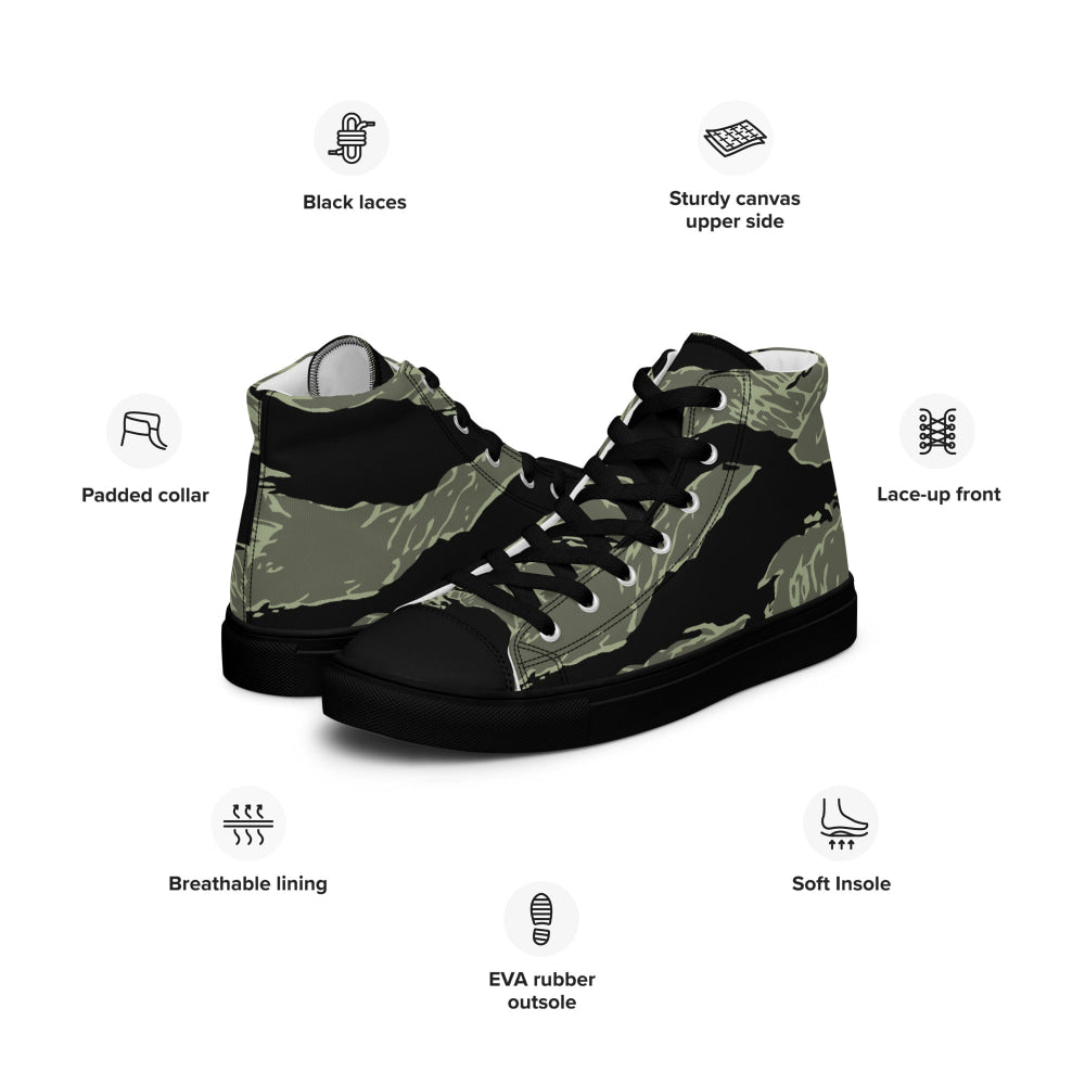 All-Terrain Tiger Stripe OPFOR Night CAMO Men’s high top canvas shoes - Mens High Top Canvas Shoes