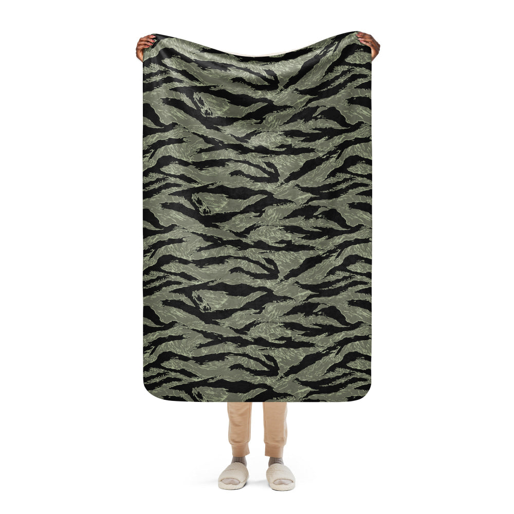 All-Terrain Tiger Stripe OPFOR Night CAMO Sherpa blanket - 37″×57″ - Blanket