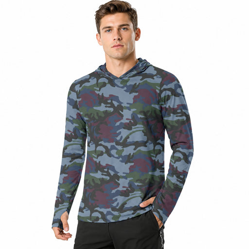 Allied Expedition CAMO Mens Sunscreen Sports Hoodie With Thumb Holes - S / White