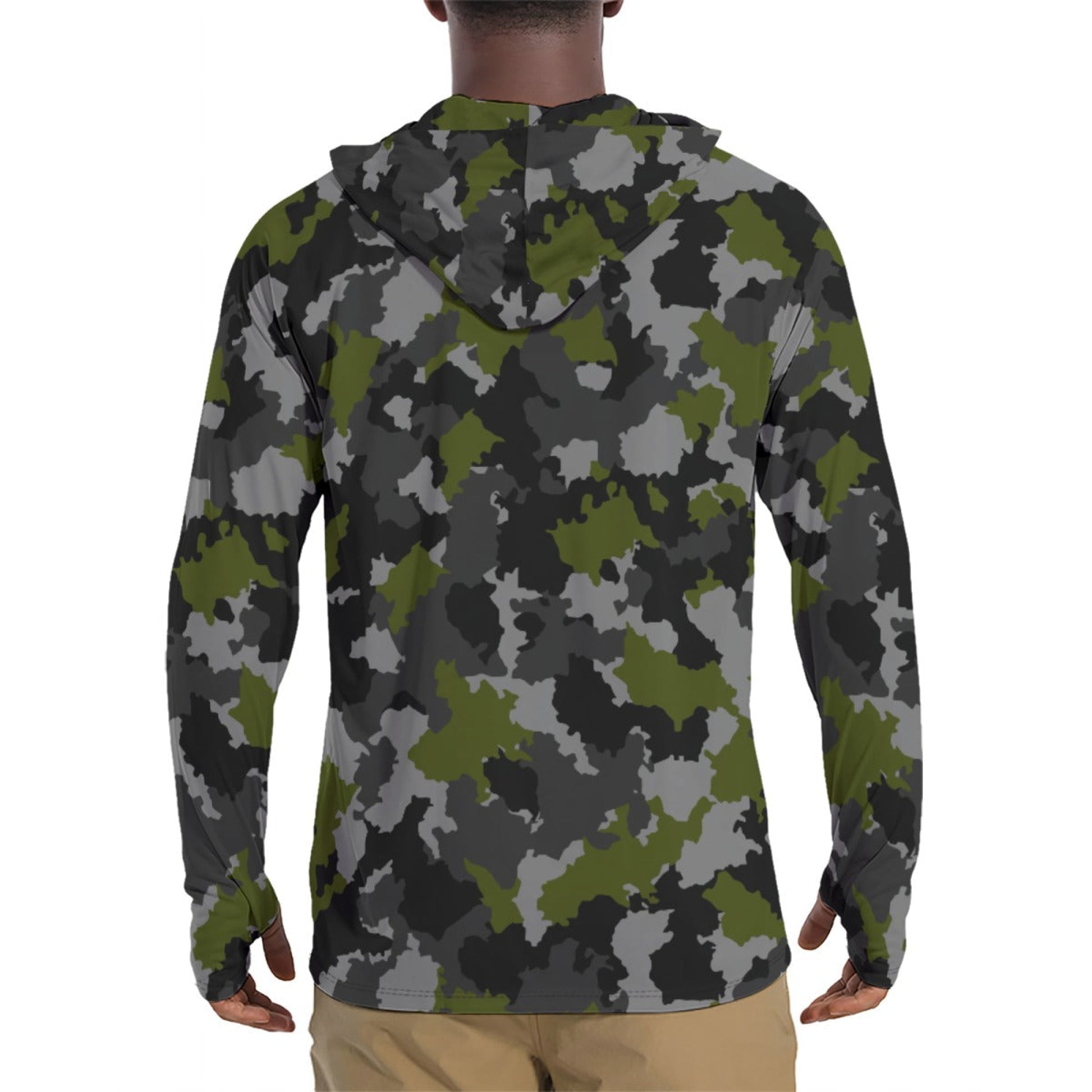 Alpha Jungle CAMO Mens Sunscreen Sports Hoodie With Thumb Holes - S / White