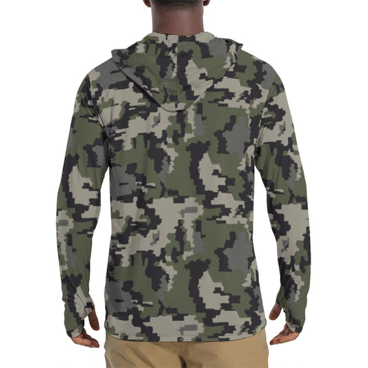 Alpine Invader CAMO Mens Sunscreen Sports Hoodie With Thumb Holes - Hoodies