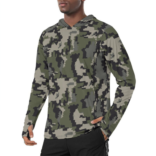 Alpine Invader CAMO Mens Sunscreen Sports Hoodie With Thumb Holes - Hoodies