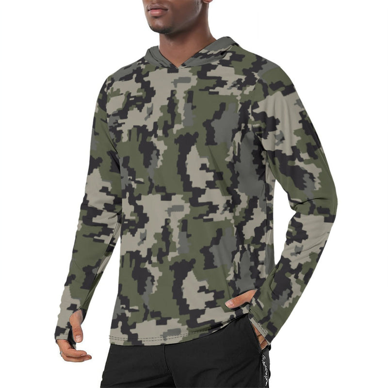 Alpine Invader CAMO Mens Sunscreen Sports Hoodie With Thumb Holes - S / White