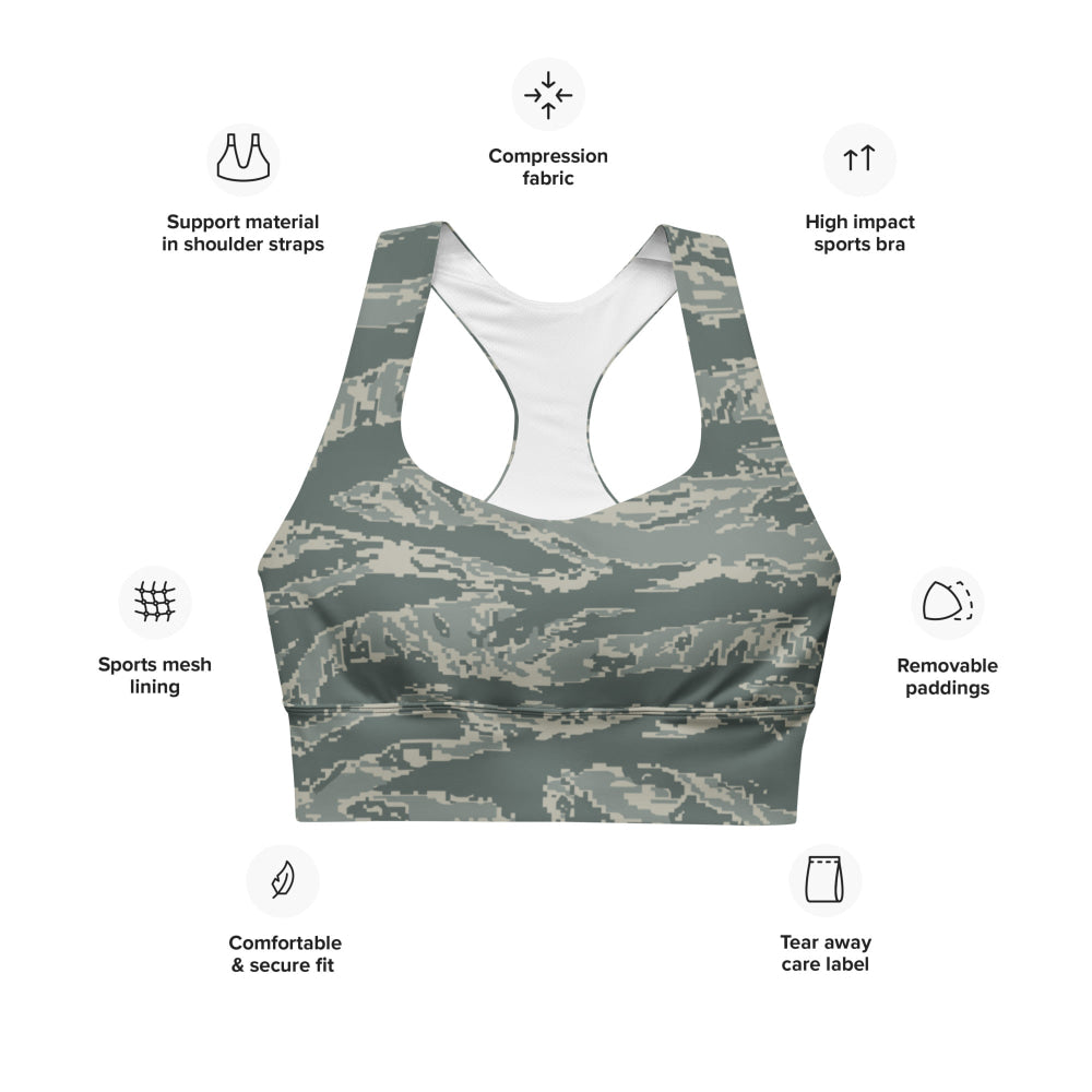 American Airman Battle Uniform (ABU) CAMO Longline sports bra - Womens Sports Bra