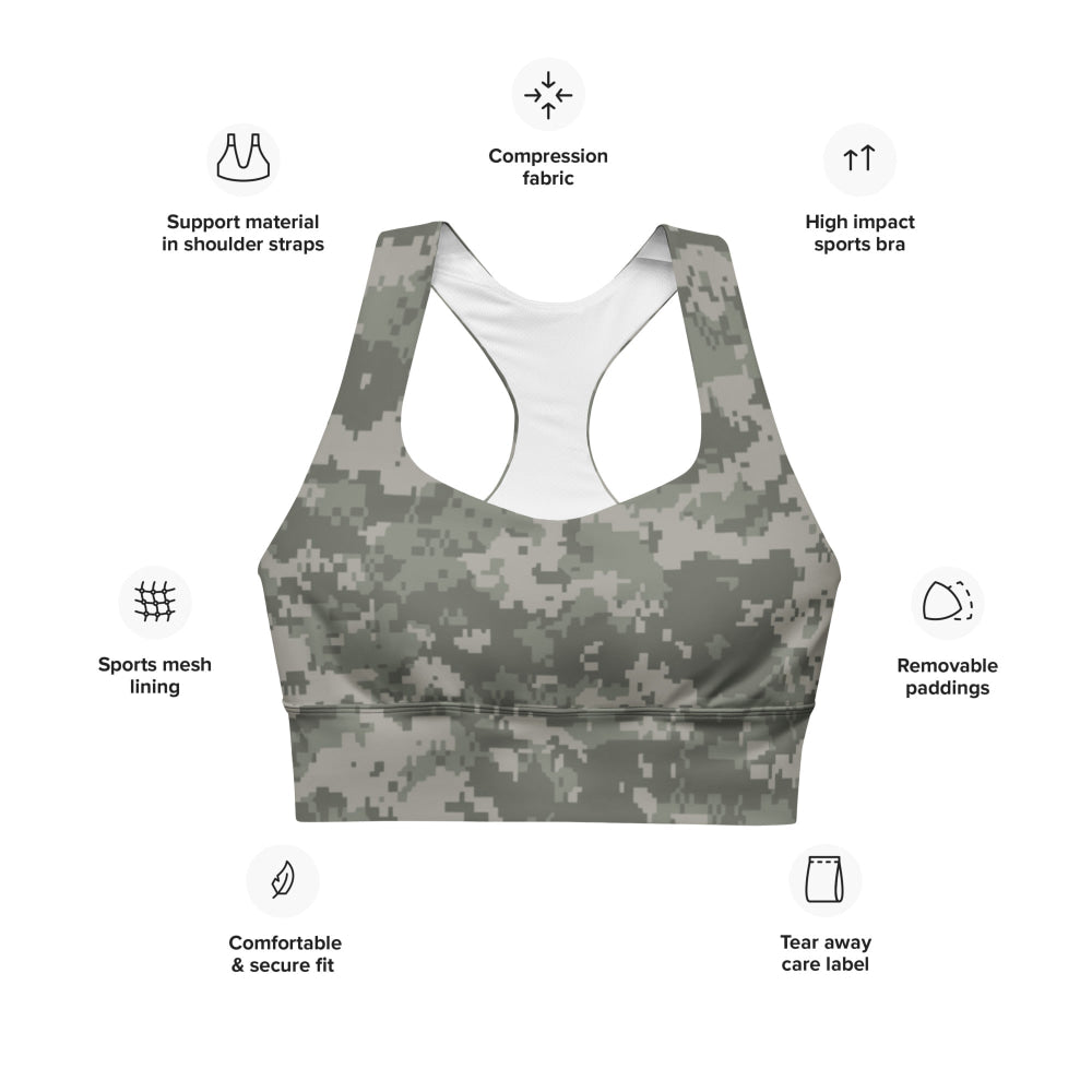 American Army Combat Uniform (ACU) CAMO Longline sports bra - Womens Sports Bra