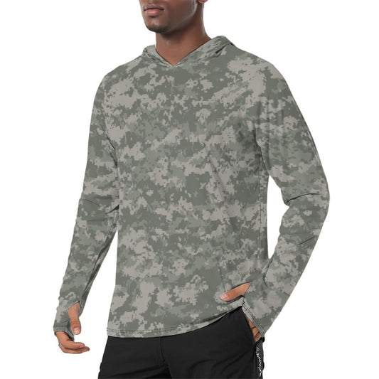 American Army Combat Uniform (ACU) CAMO Men’s Sunscreen Sports Hoodie With Thumb Holes - Mens