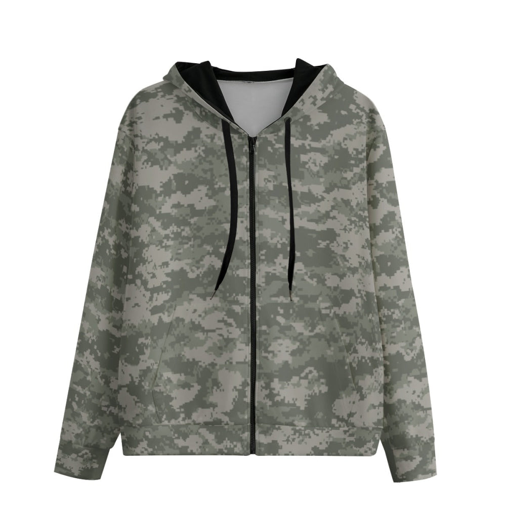 American Army Combat Uniform (ACU) CAMO Unisex 100% Cotton Zip Hoodie - XS / White