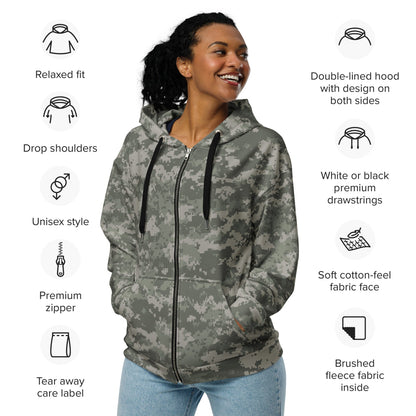 American Army Combat Uniform (ACU) CAMO Unisex zip hoodie - Zip Hoodie