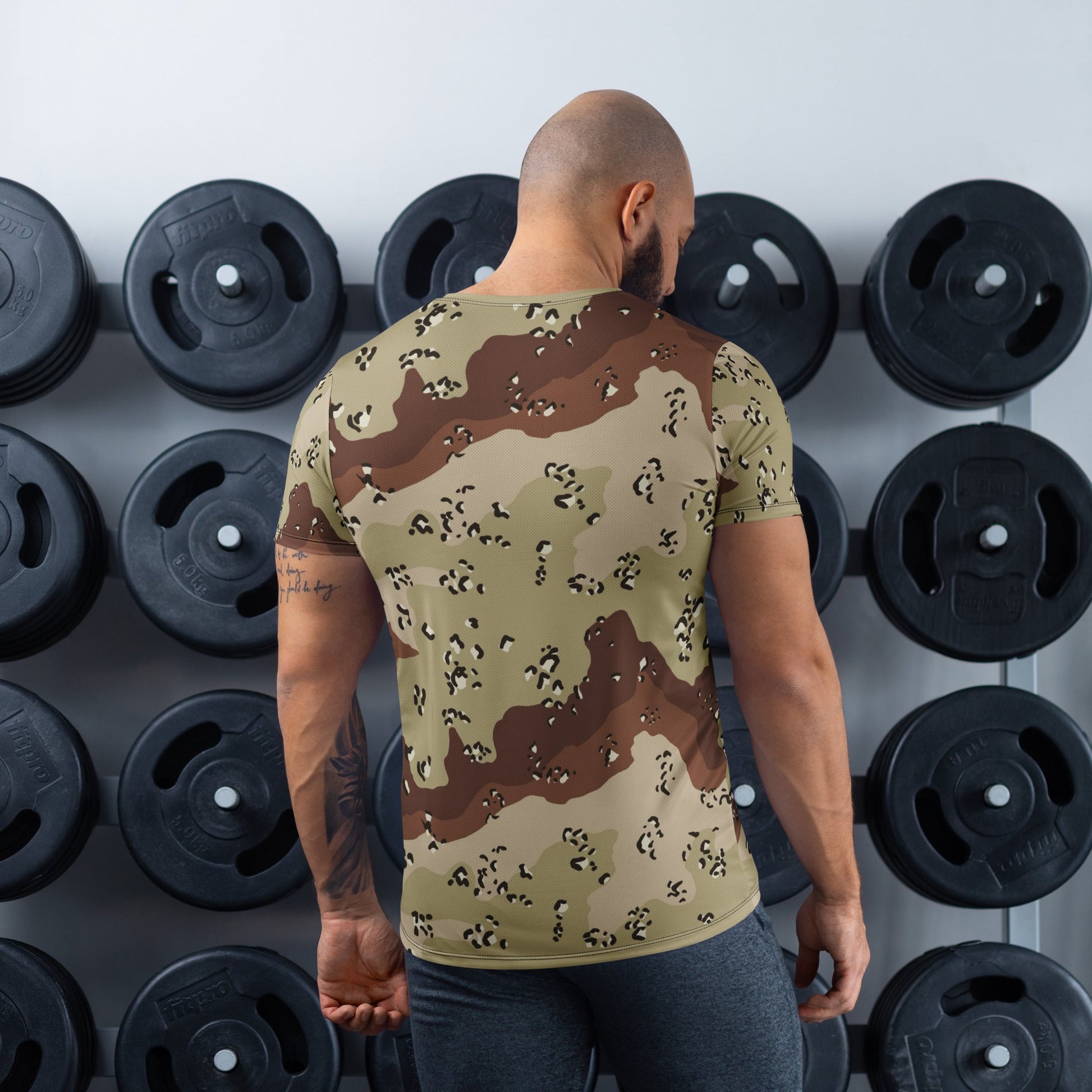 American Chocolate Chip Desert Battle Dress Uniform (DBDU) CAMO Mens Athletic T-shirt - T-Shirts