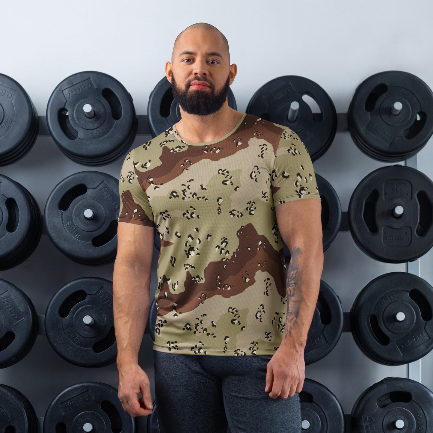 American Chocolate Chip Desert Battle Dress Uniform (DBDU) CAMO Mens Athletic T-shirt - XS - T-Shirts