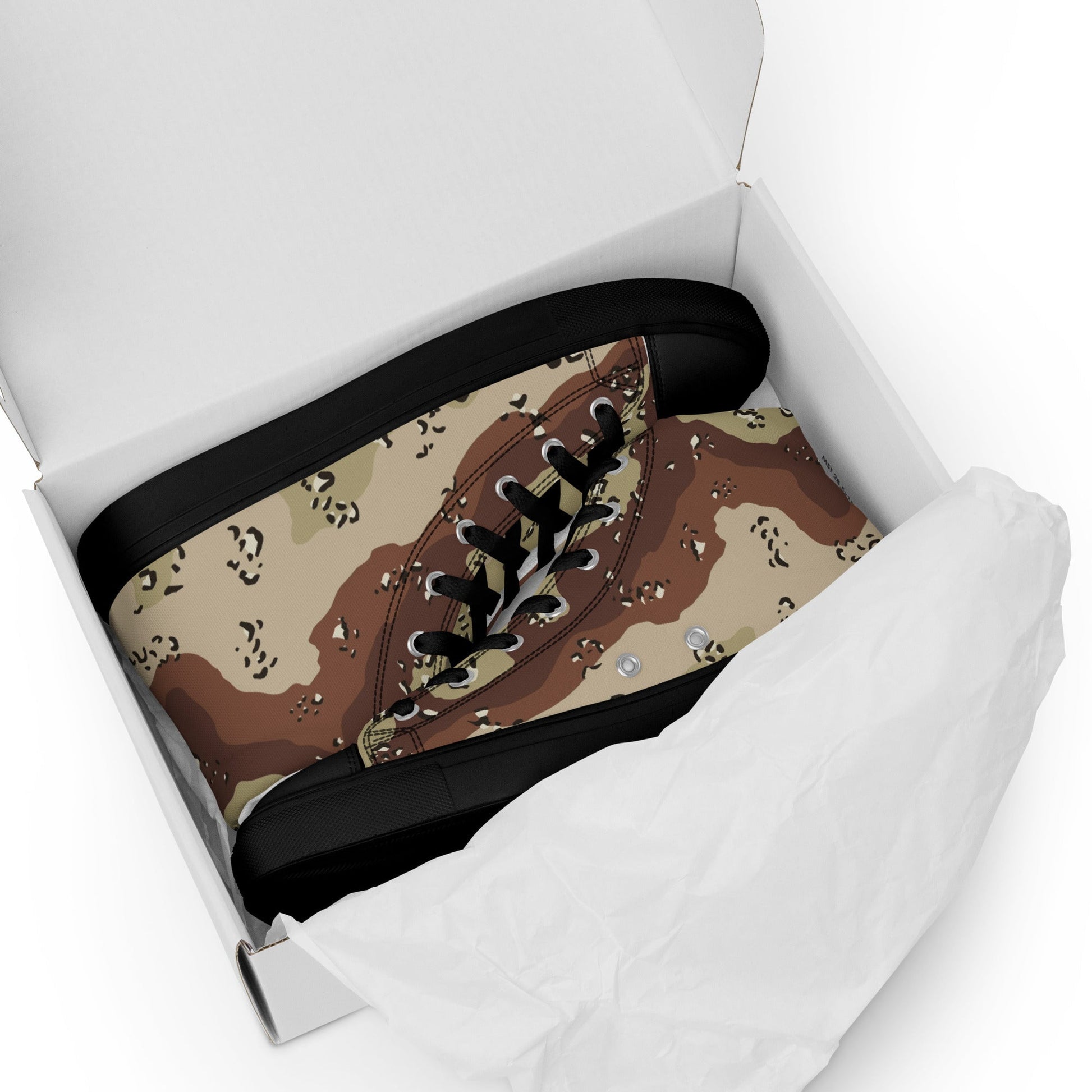 American Chocolate Chip Desert Battle Dress Uniform (DBDU) CAMO Mens high top canvas shoes - High Top Canvas Shoes