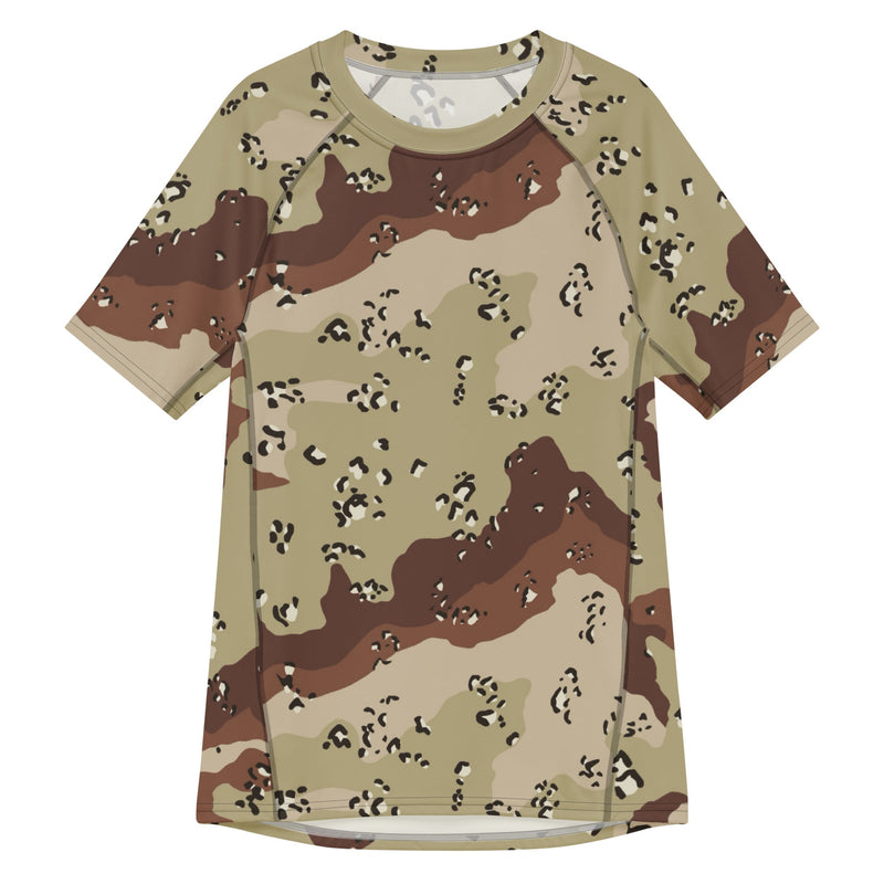 Chocolate Chip Desert CAMO Mens Short-Sleeve Rash Guard - 2XS - SS