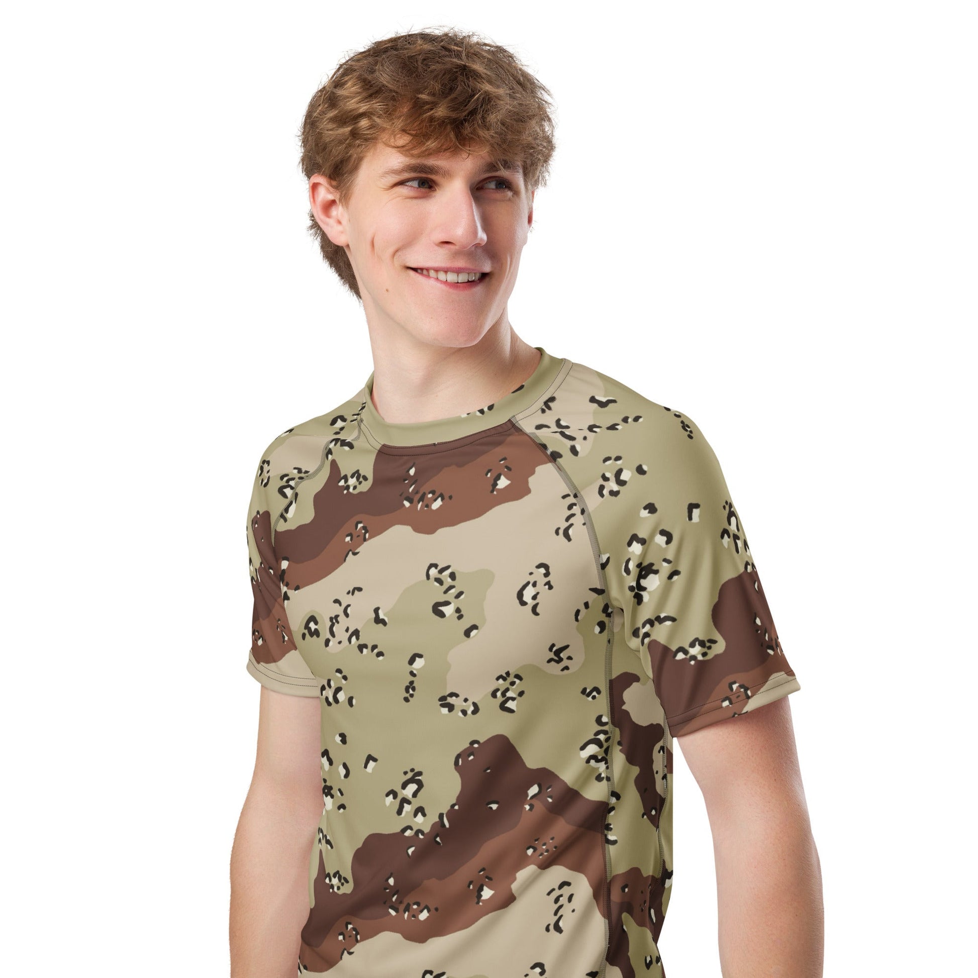 American Chocolate Chip Desert Battle Dress Uniform (DBDU) CAMO Mens Short-Sleeve Rash Guard - Short-sleeve Guards