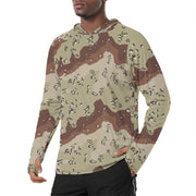 Chocolate Chip Desert CAMO Mens Sunscreen Sports Hoodie With Thumb Holes