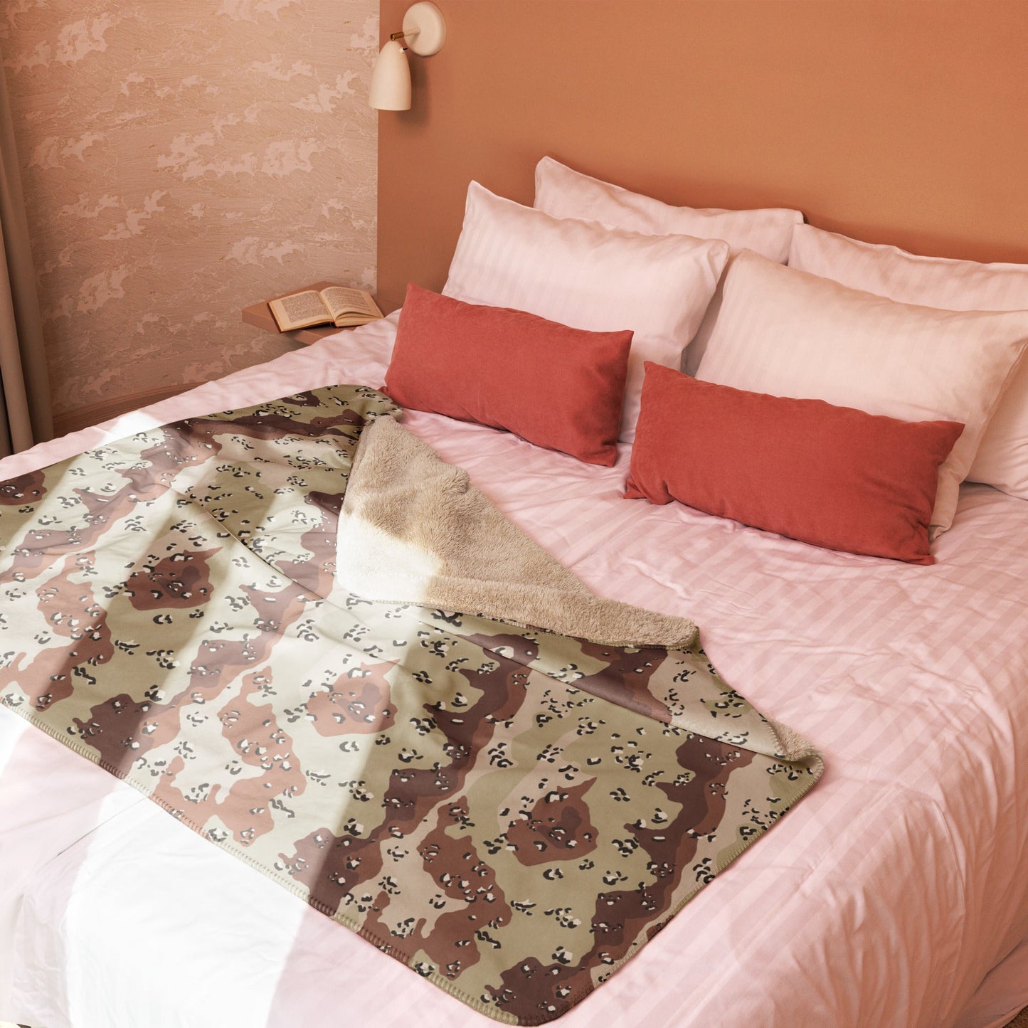 American Chocolate Chip Desert Battle Dress Uniform (DBDU) CAMO Sherpa blanket - Blankets