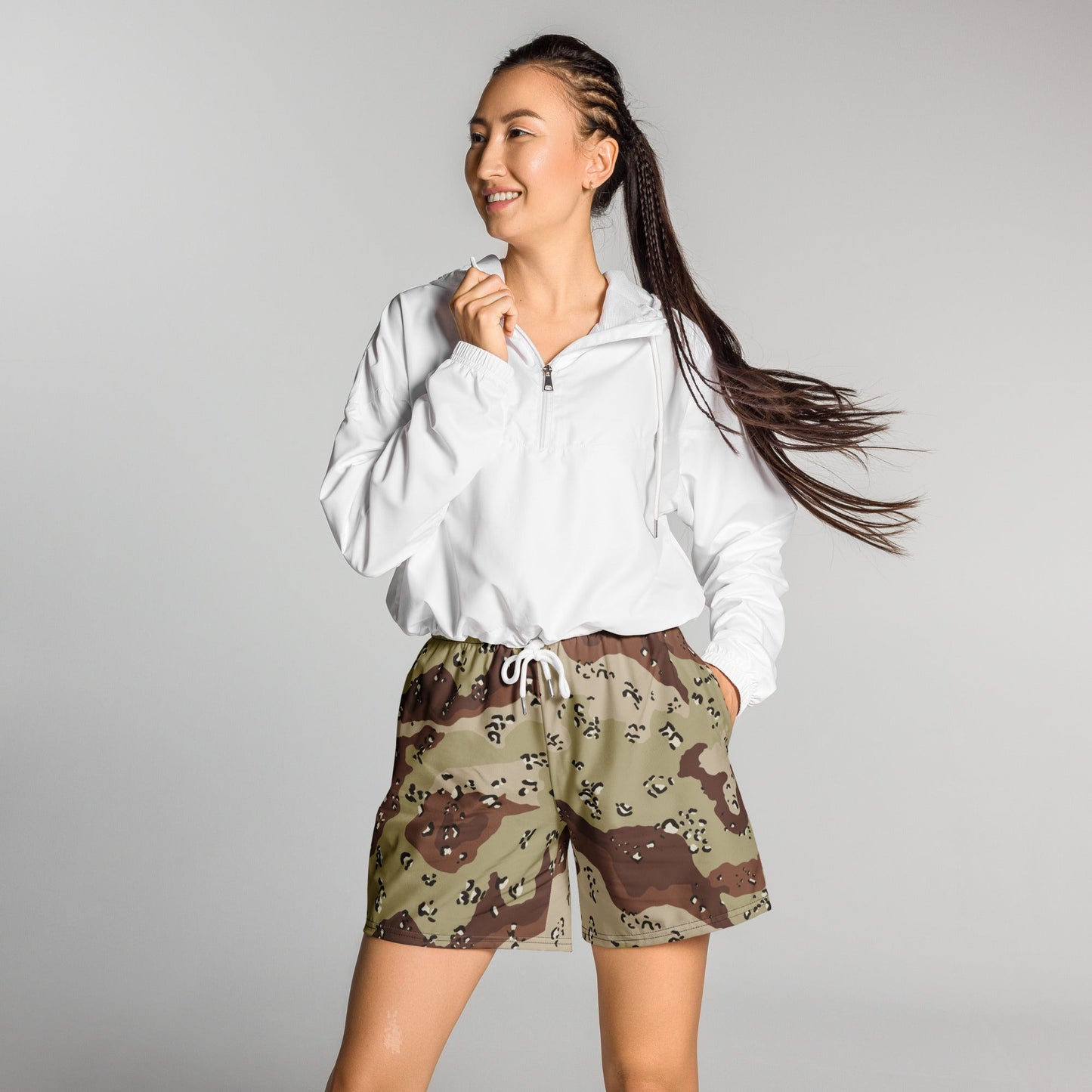 American Chocolate Chip Desert Battle Dress Uniform (DBDU) CAMO Unisex Athletic Long Shorts