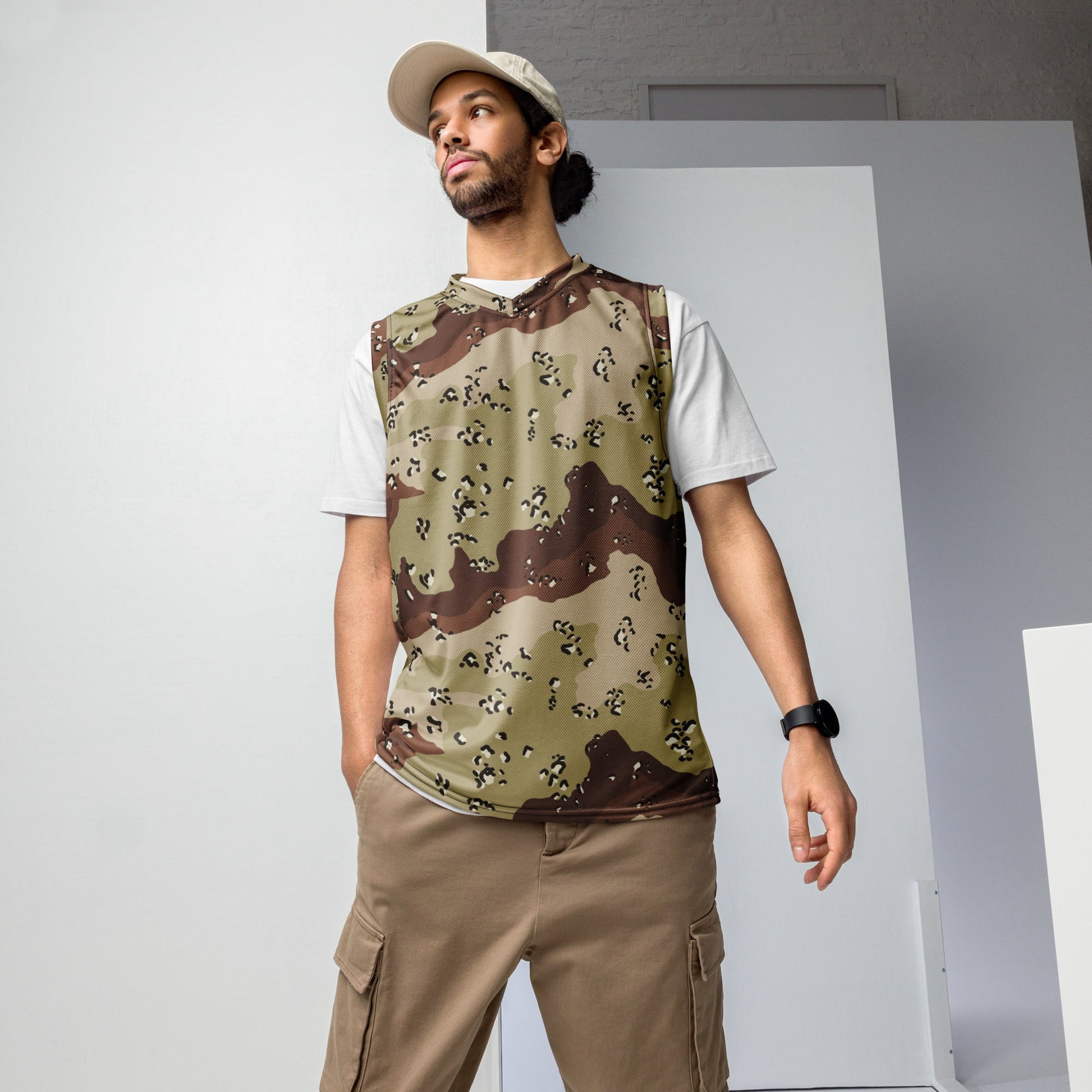 American Chocolate Chip Desert Battle Dress Uniform (DBDU) CAMO Unisex Basketball Jersey - 2XS