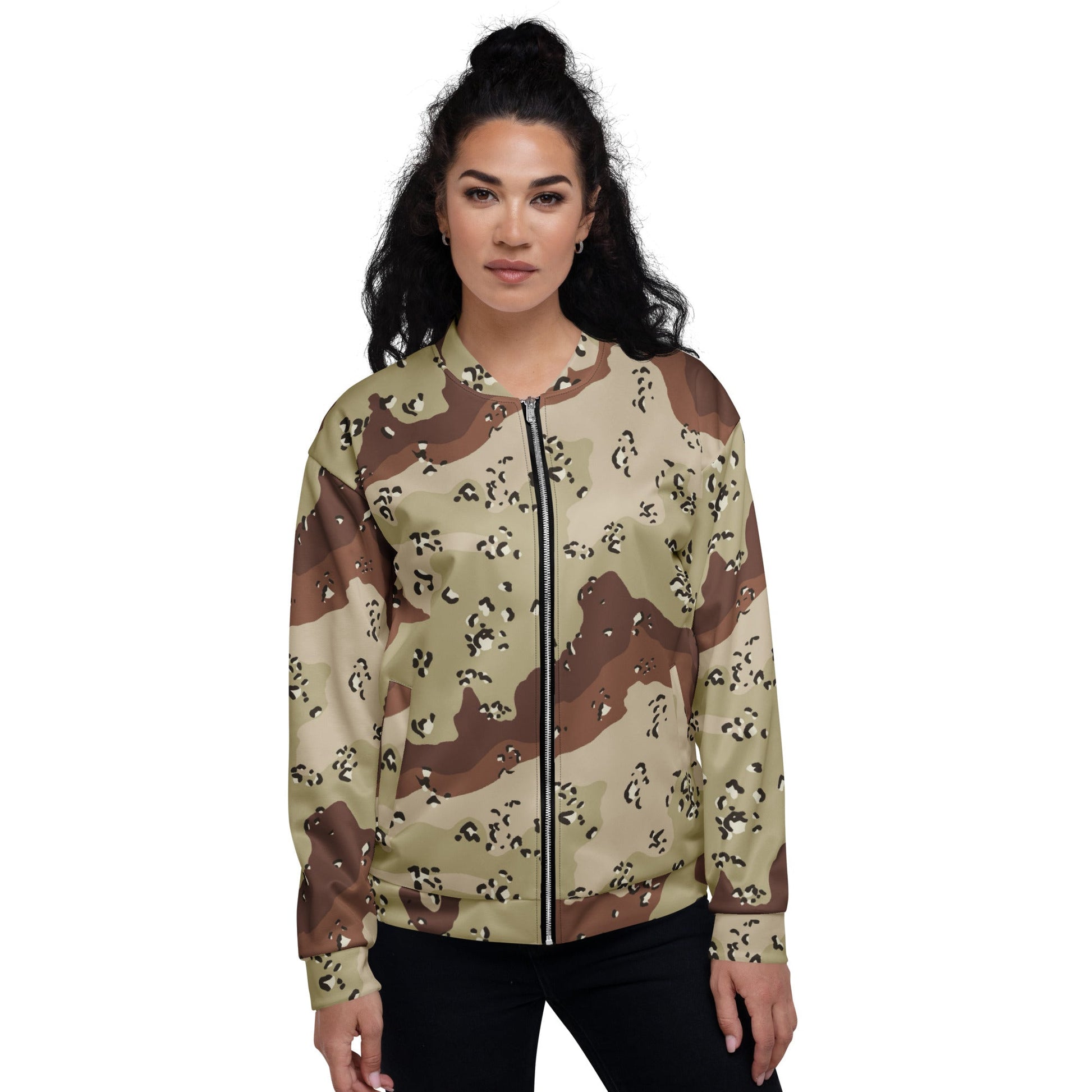 American Chocolate Chip Desert Battle Dress Uniform (DBDU) CAMO Unisex Bomber Jacket - Jackets
