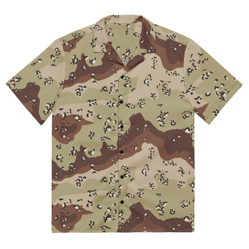 Chocolate Chip Desert CAMO Unisex Short-Sleeve Button Shirt - 2XS - Button-Up
