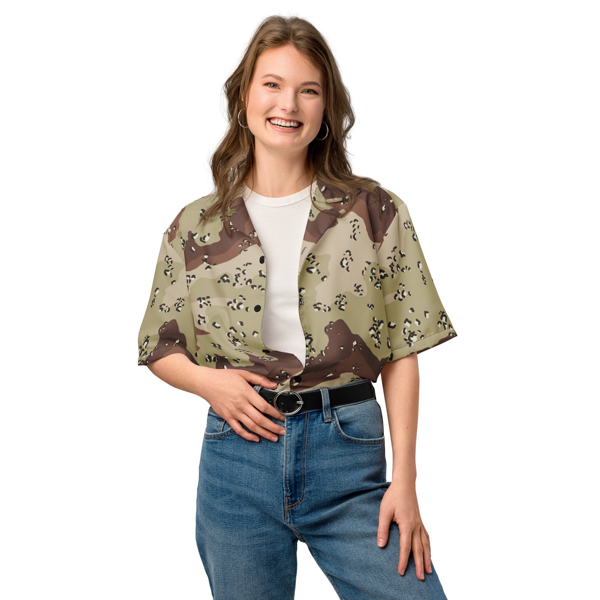 American Chocolate Chip Desert Battle Dress Uniform (DBDU) CAMO Unisex button shirt - Button Shirts