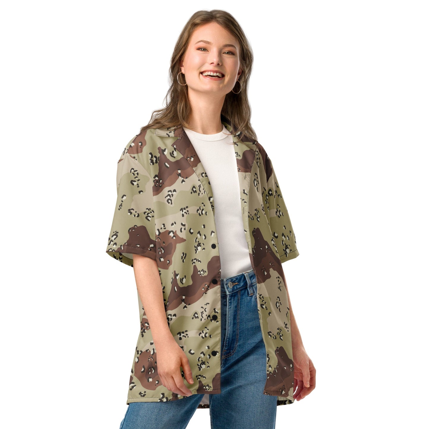 American Chocolate Chip Desert Battle Dress Uniform (DBDU) CAMO Unisex button shirt - Button Shirts