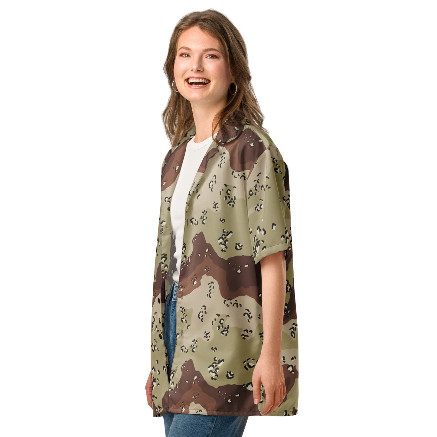 American Chocolate Chip Desert Battle Dress Uniform (DBDU) CAMO Unisex button shirt - Button Shirts