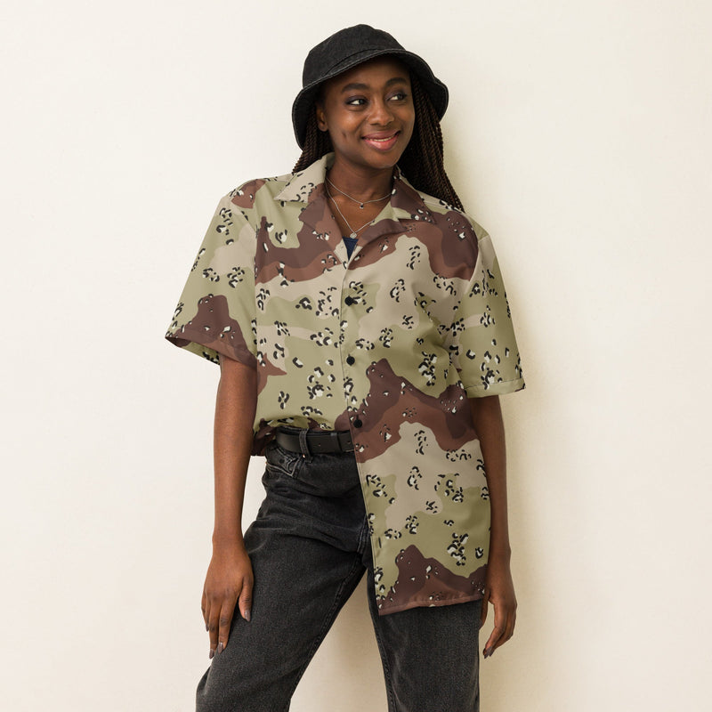 Chocolate Chip Desert CAMO Unisex Short-Sleeve Button Shirt - Button-Up