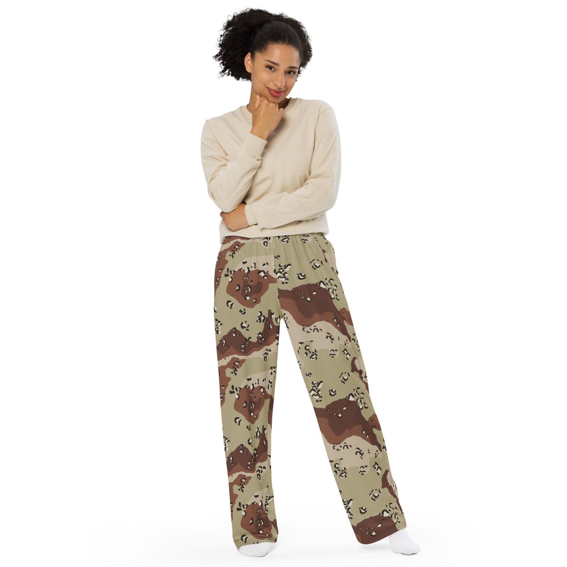 American Chocolate Chip Desert Battle Dress Uniform (DBDU) CAMO Unisex Wide-Leg Leisure Pants