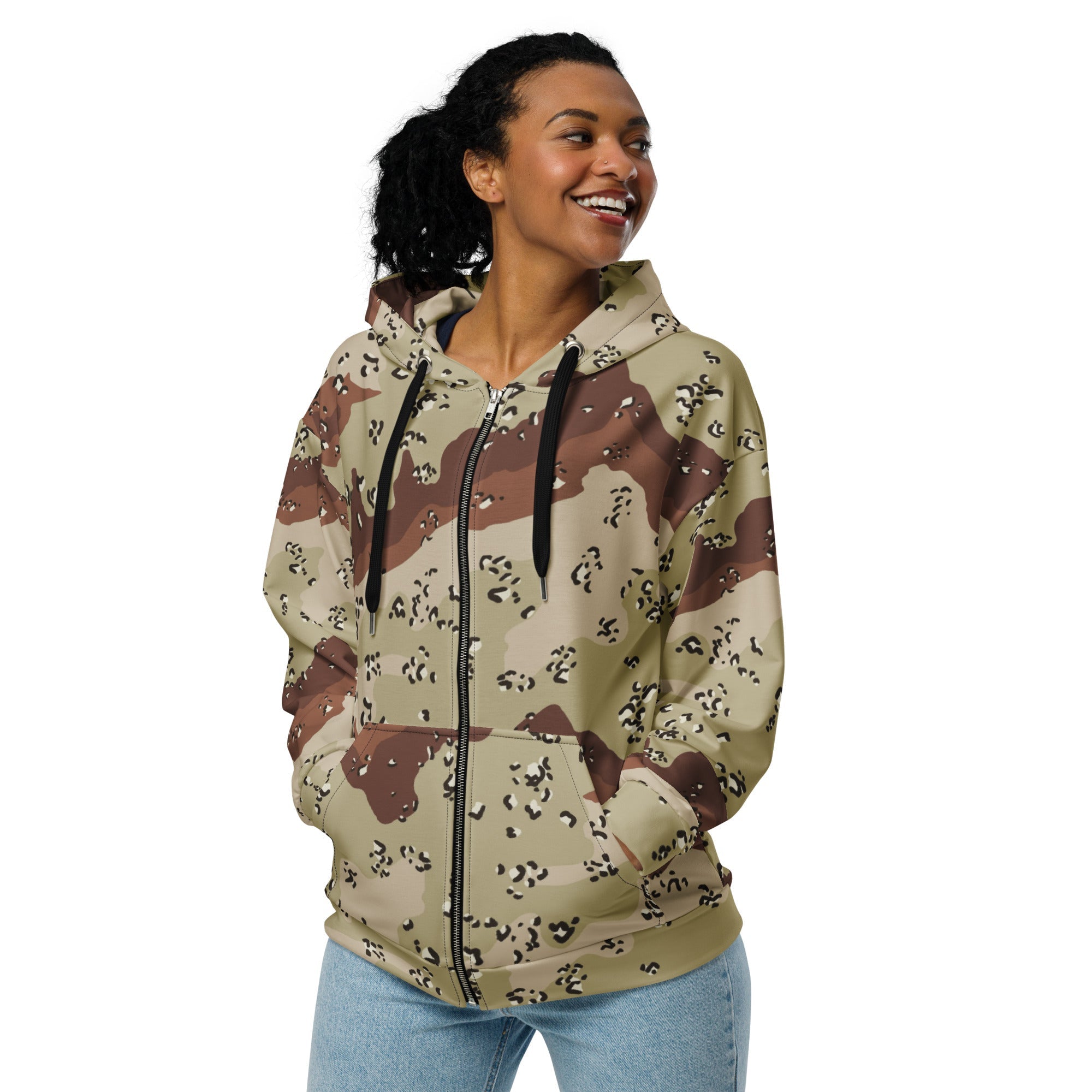 CAMO HQ - Chocolate Chip Desert CAMO Unisex Zip Hoodie - Worldwide