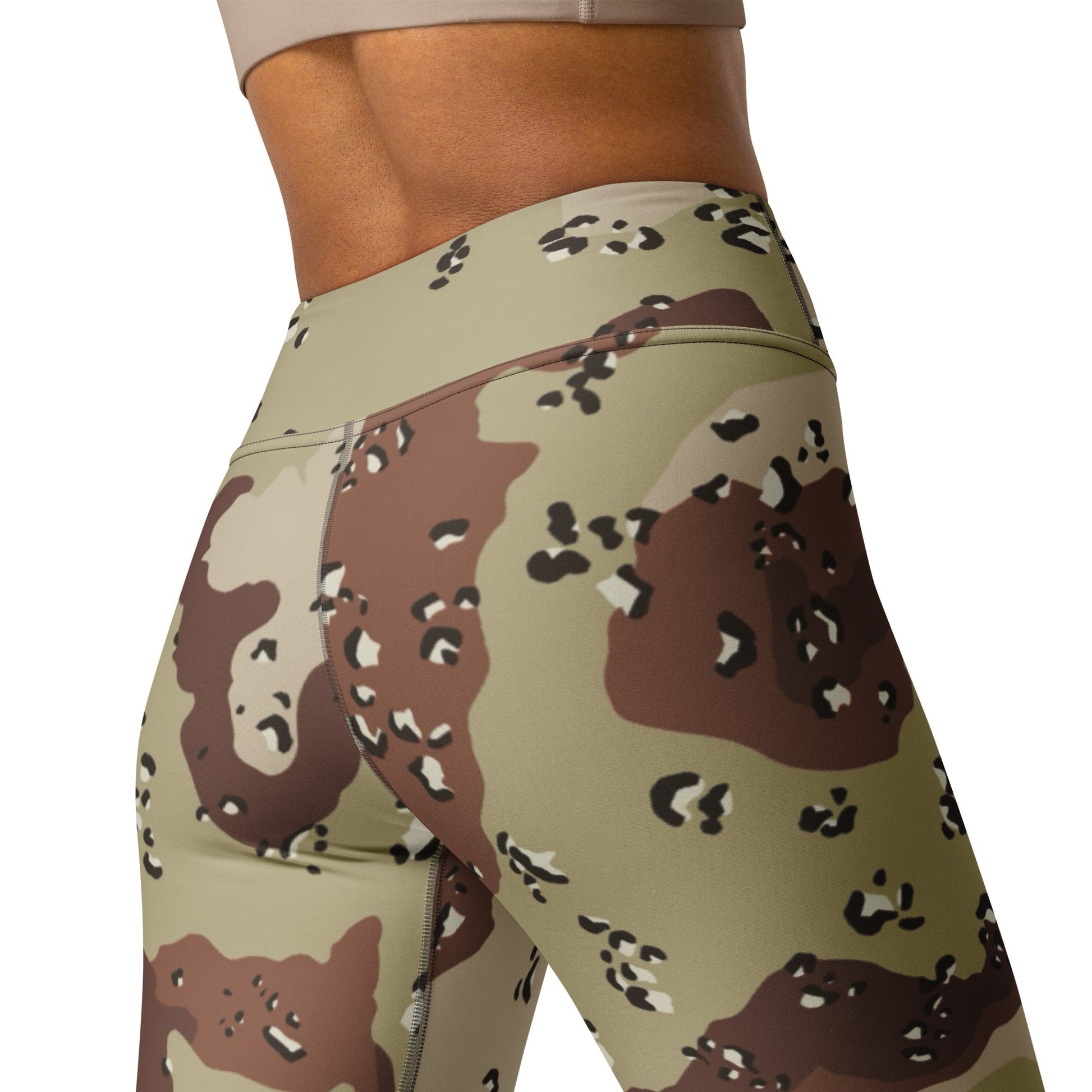 American Chocolate Chip Desert Battle Dress Uniform (DBDU) CAMO Yoga Leggings - Womens