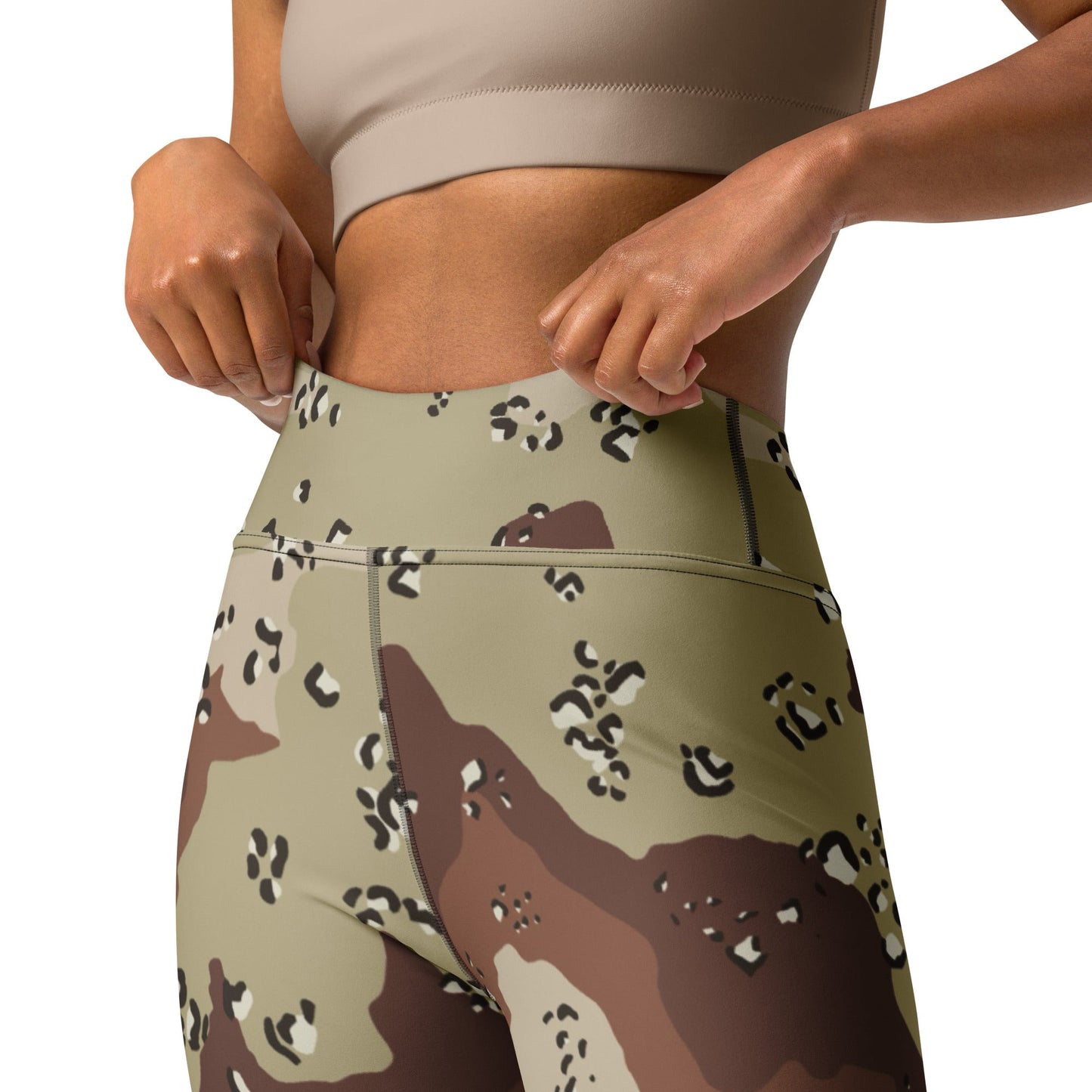 American Chocolate Chip Desert Battle Dress Uniform (DBDU) CAMO Yoga Leggings - Womens