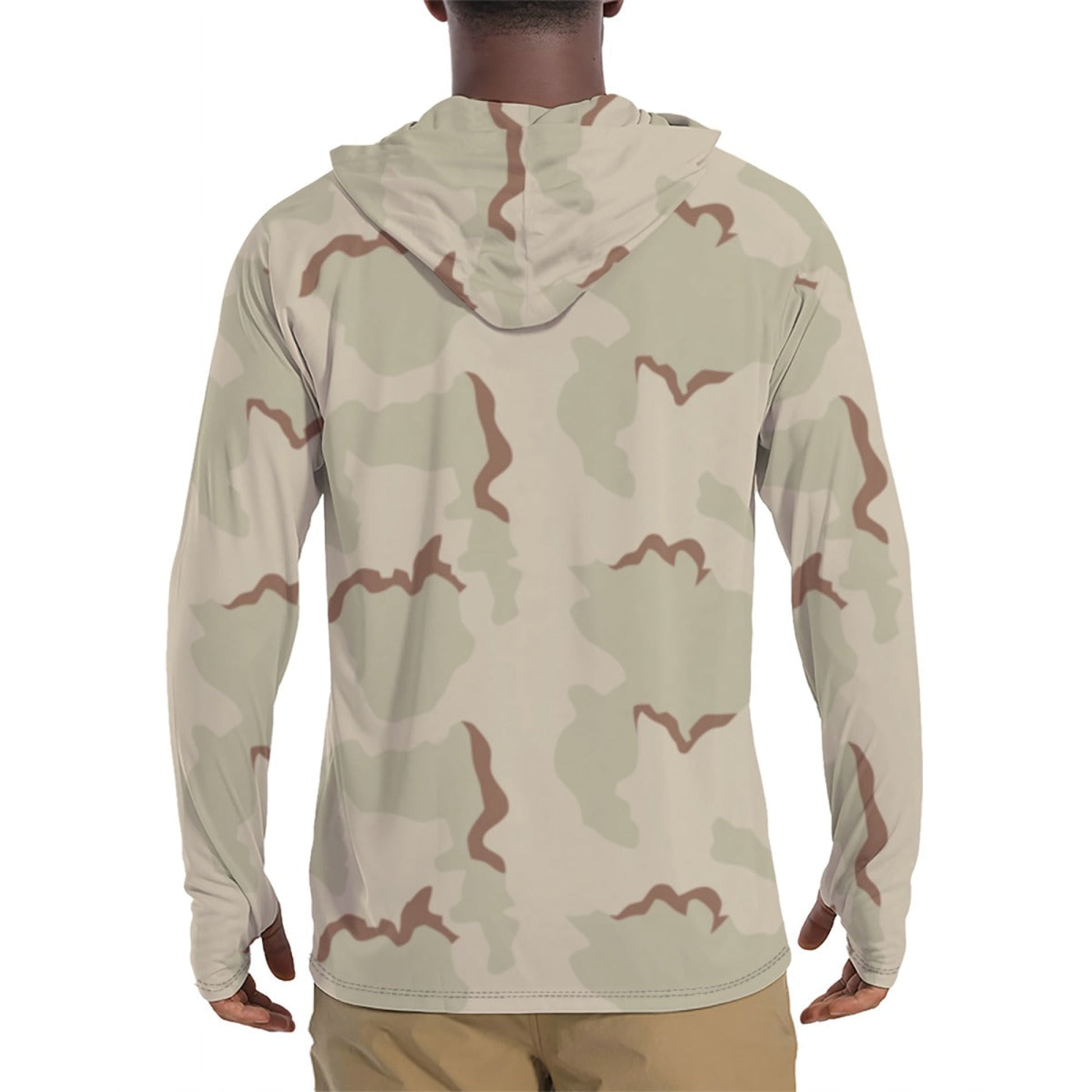American Coffee Stain Desert Combat Uniform (DCU) First GEN CAMO Mens Sunscreen Sports Hoodie With Thumb Holes