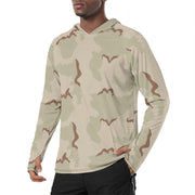 American Coffee Stain Desert Combat Uniform (DCU) First GEN CAMO Mens Sunscreen Sports Hoodie With Thumb Holes - S / White