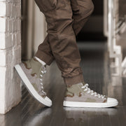 Coffee Stain Desert CAMO Mens High-Top Canvas Shoes - White / 5
