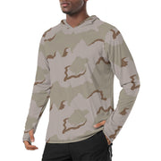 Coffee Stain Desert CAMO Mens Sunscreen Sports Hoodie With Thumb Holes