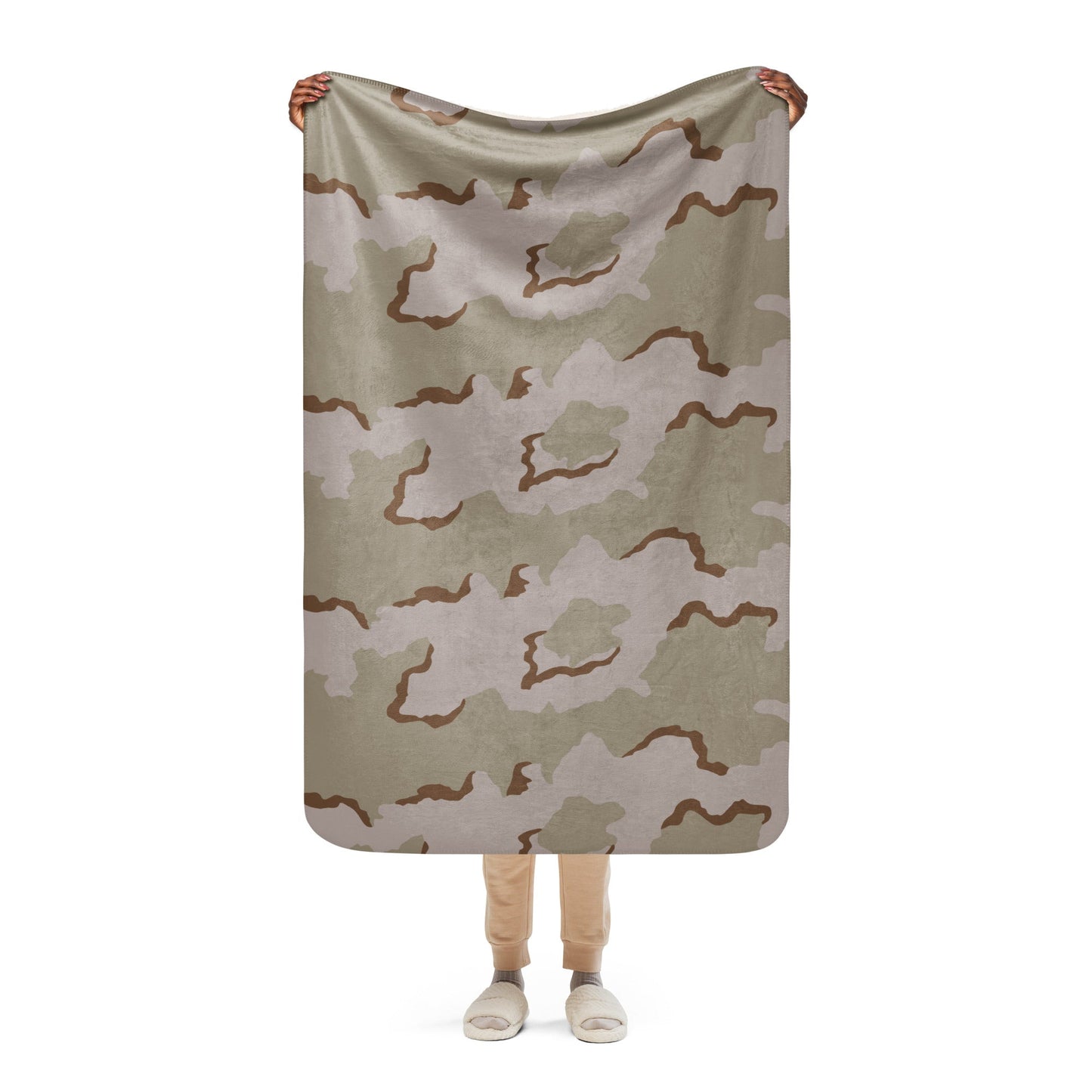 American Coffee Stain Desert Combat Uniform (DCU) CAMO Sherpa Blanket - 37″×57″