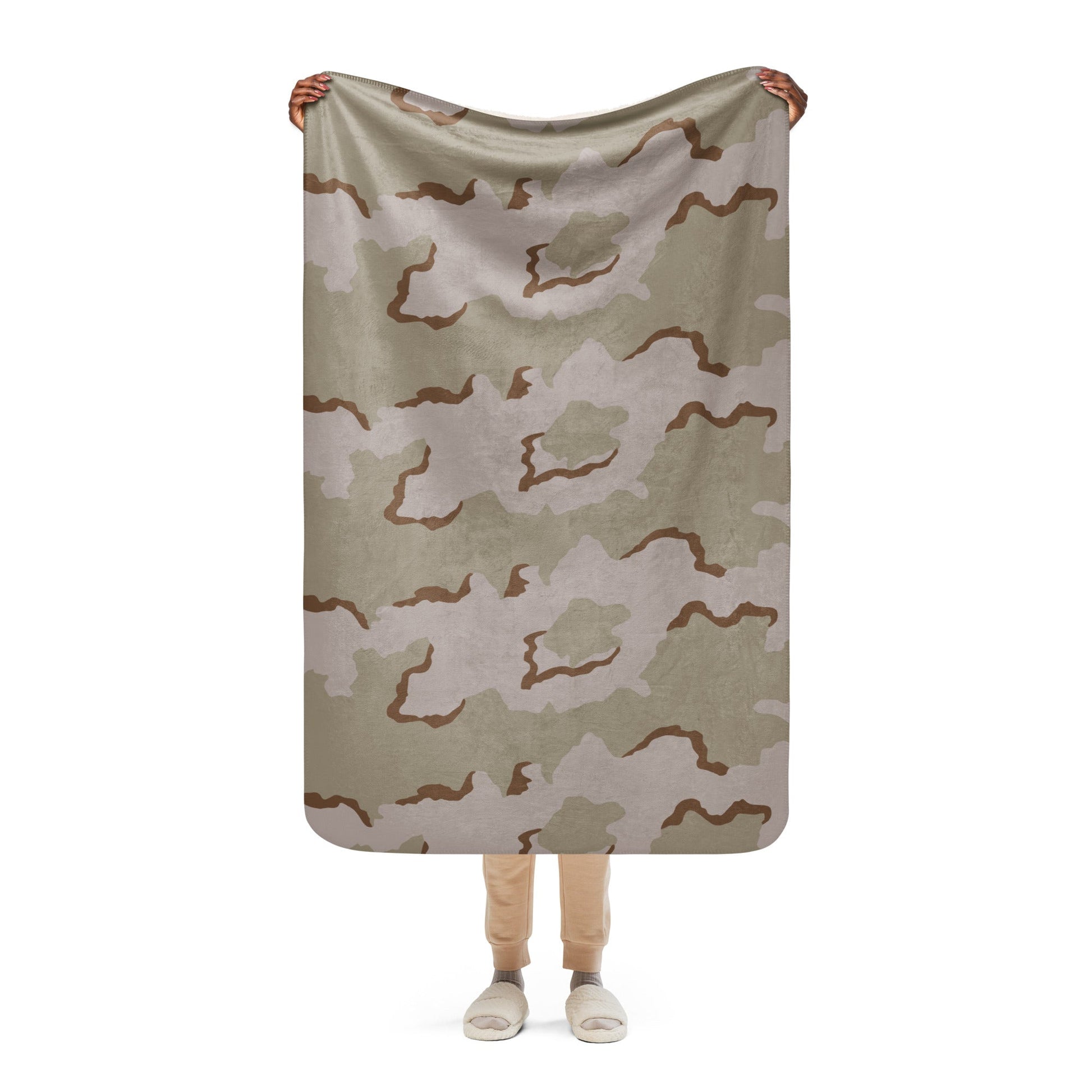 American Coffee Stain Desert Combat Uniform (DCU) CAMO Sherpa Blanket - 37″×57″