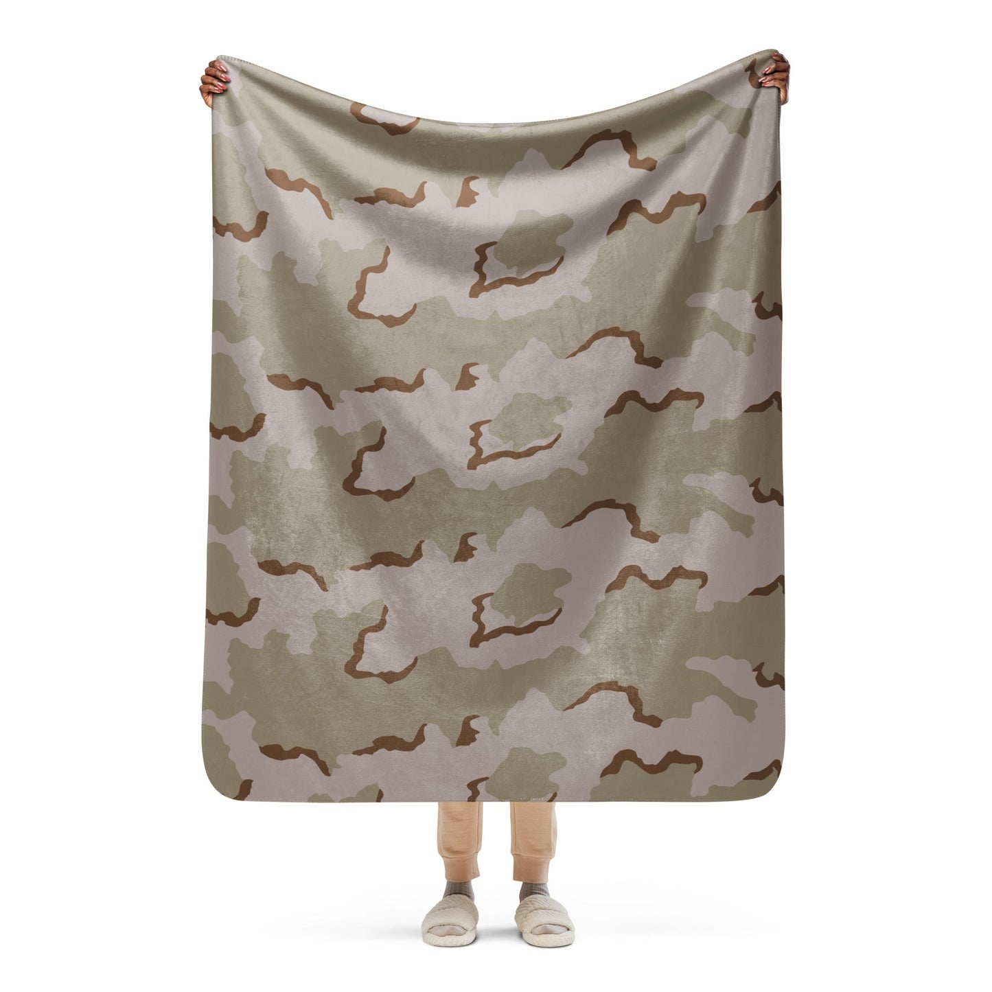 American Coffee Stain Desert Combat Uniform (DCU) CAMO Sherpa Blanket - 50″×60″
