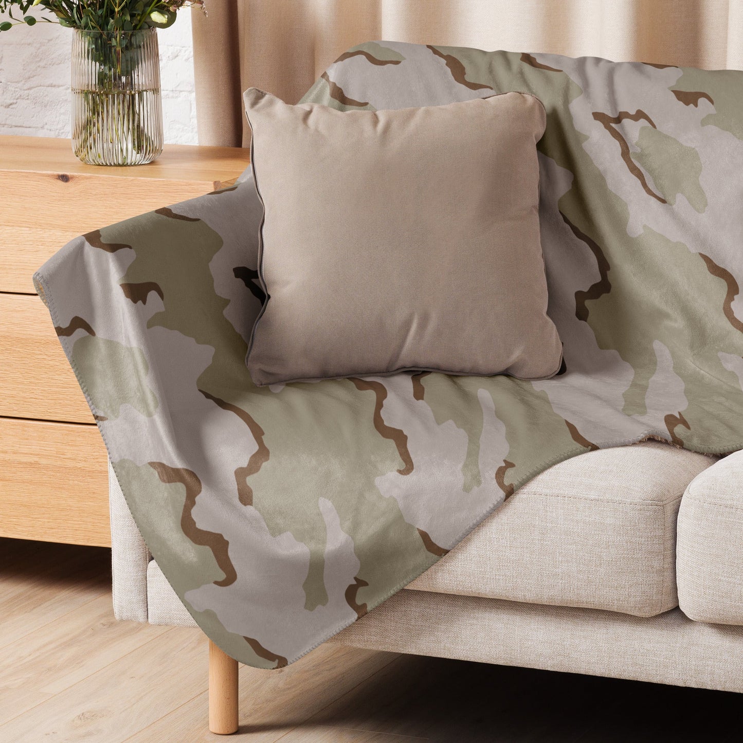 American Coffee Stain Desert Combat Uniform (DCU) CAMO Sherpa Blanket