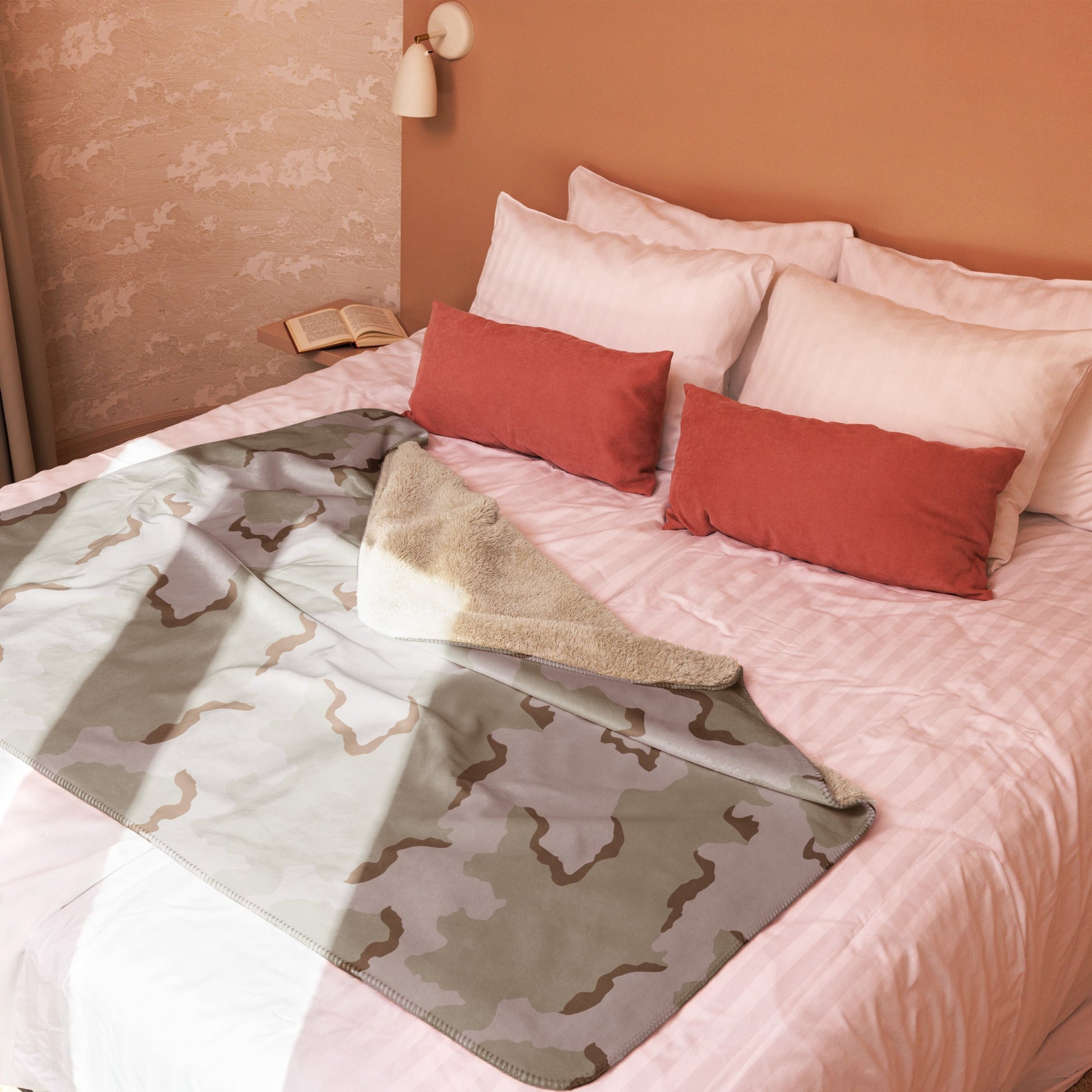 American Coffee Stain Desert Combat Uniform (DCU) CAMO Sherpa Blanket