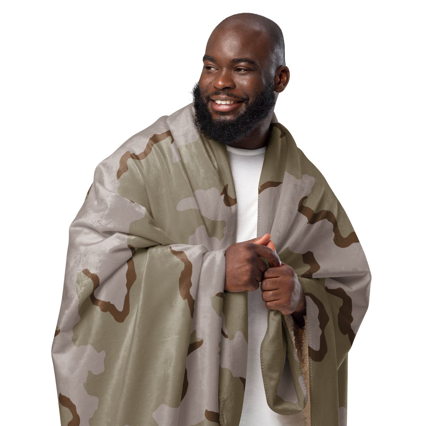 American Coffee Stain Desert Combat Uniform (DCU) CAMO Sherpa Blanket
