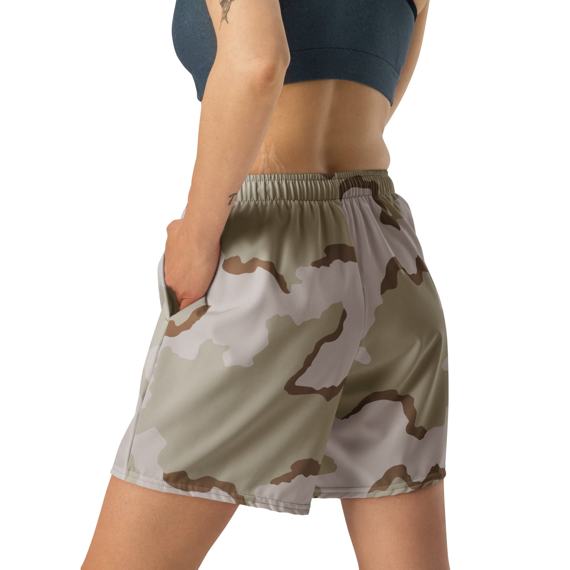 American Coffee Stain Desert Combat Uniform (DCU) CAMO Unisex Athletic Long Shorts