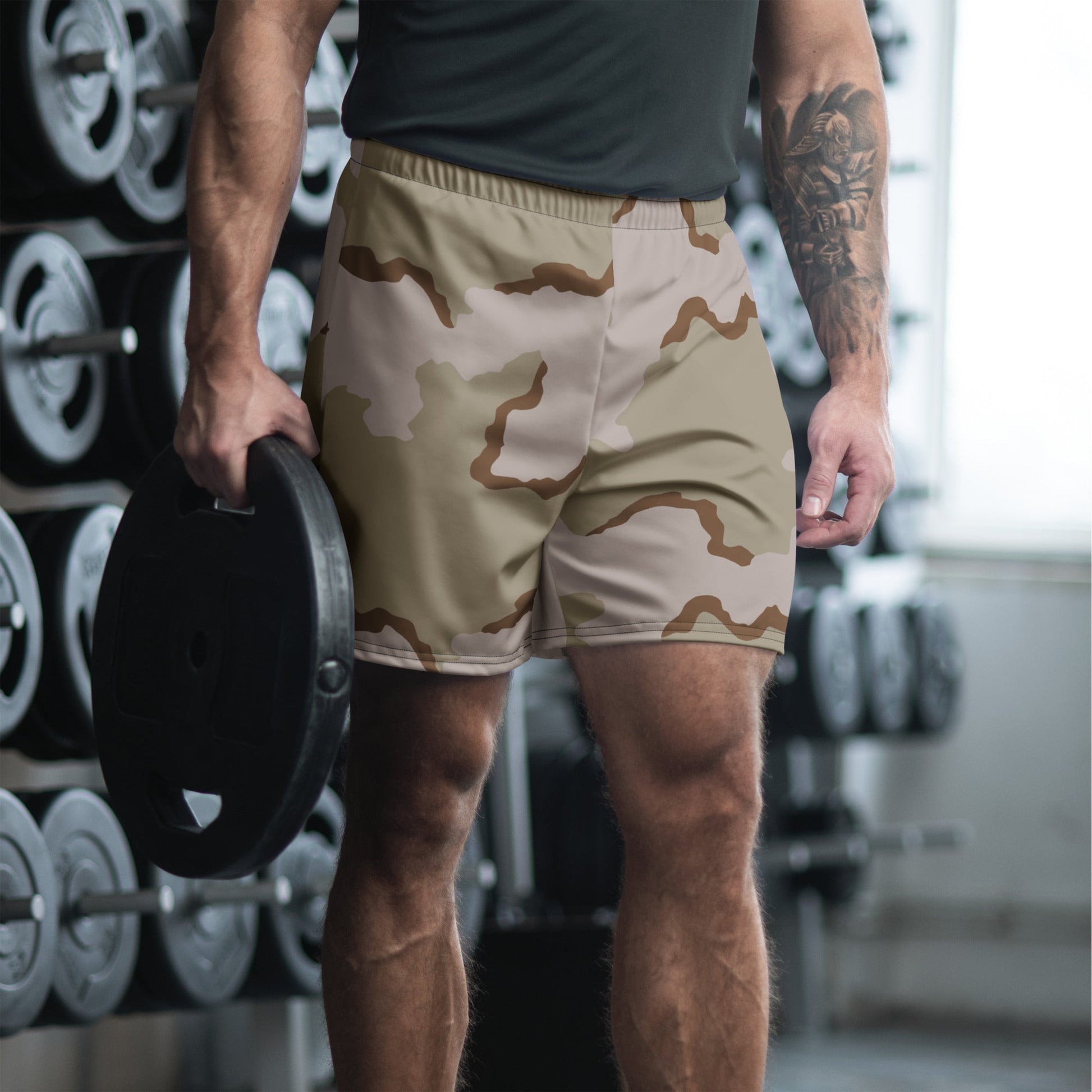 American Coffee Stain Desert Combat Uniform (DCU) CAMO Unisex Athletic Long Shorts - XS