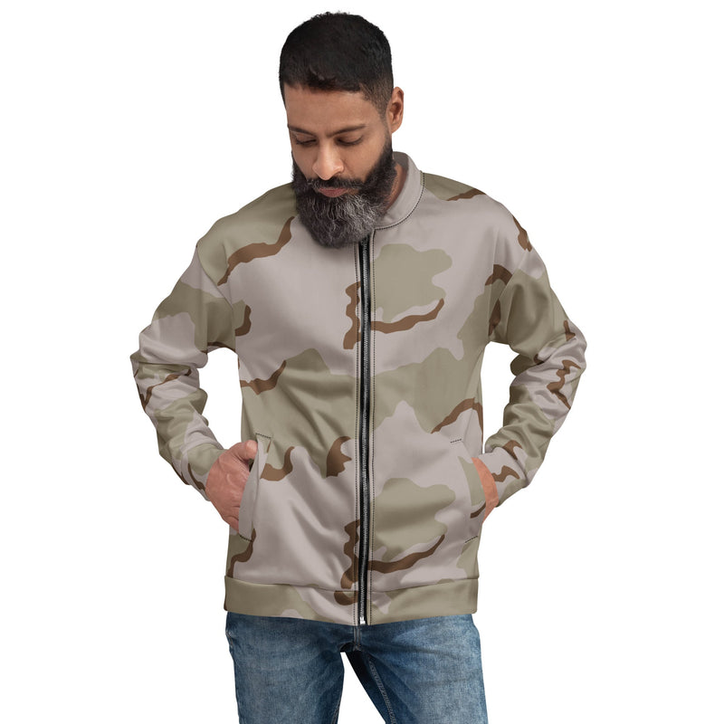 Coffee Stain Desert CAMO Unisex Bomber Jacket - XS