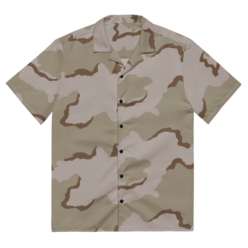 Coffee Stain Desert CAMO Unisex Short-Sleeve Button Shirt - 2XS - Button-Up