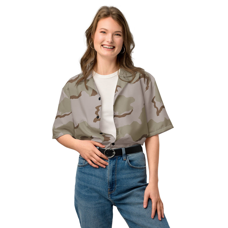 Coffee Stain Desert CAMO Unisex Short-Sleeve Button Shirt - Button-Up