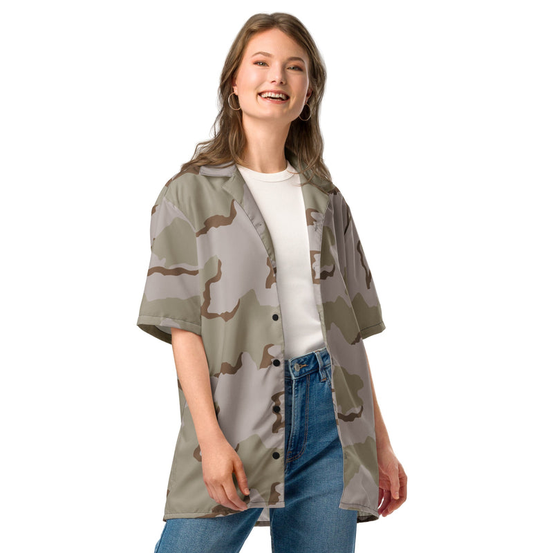 Coffee Stain Desert CAMO Unisex Short-Sleeve Button Shirt - Button-Up