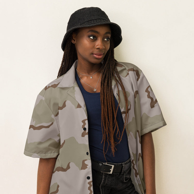 Coffee Stain Desert CAMO Unisex Short-Sleeve Button Shirt - Button-Up