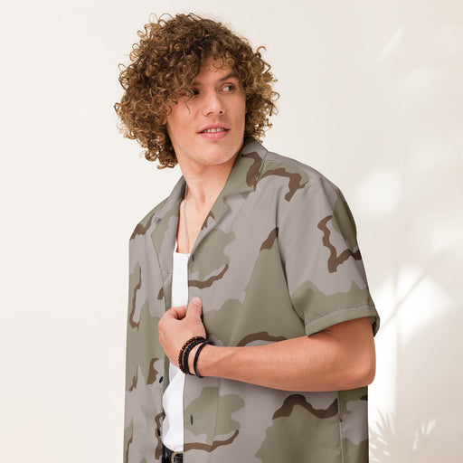 Coffee Stain Desert CAMO Unisex Short-Sleeve Button Shirt - Button-Up