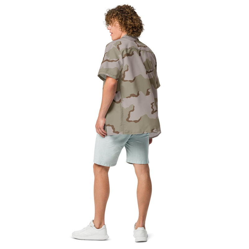 Coffee Stain Desert CAMO Unisex Short-Sleeve Button Shirt - Button-Up